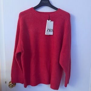 Zara Raspberry Crew Neck Sweater